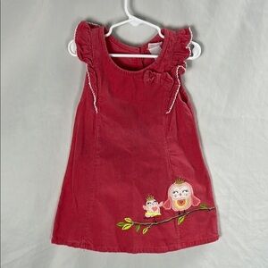 Nanette Kids Corduroy Pink Owl Embroidered Dress -Size 4T